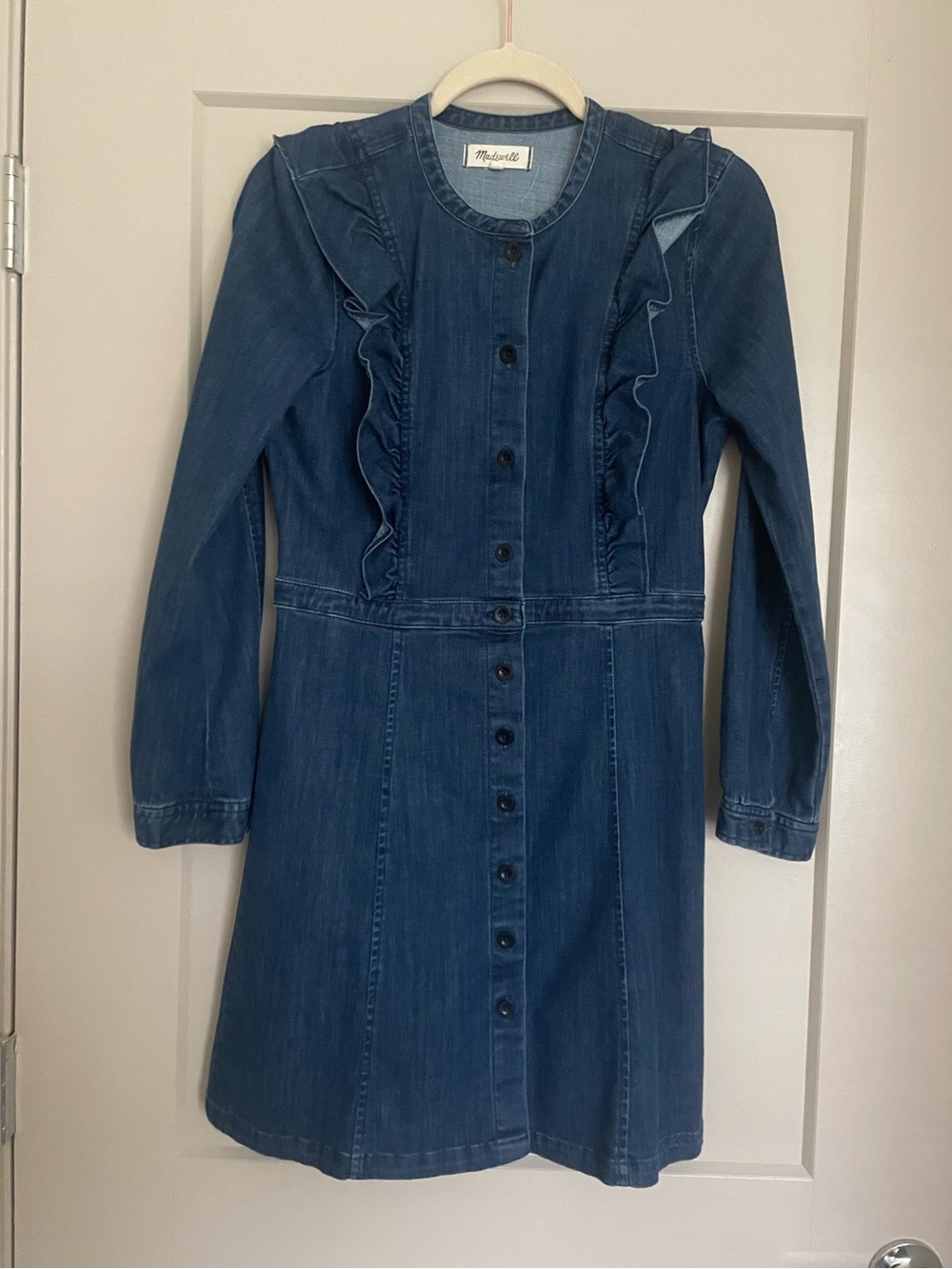 Madewell ruffle denim dress size 4